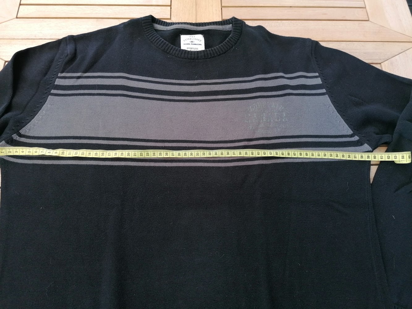 Tom Tailor: schwarz-grauer Strickpullover Gr. L