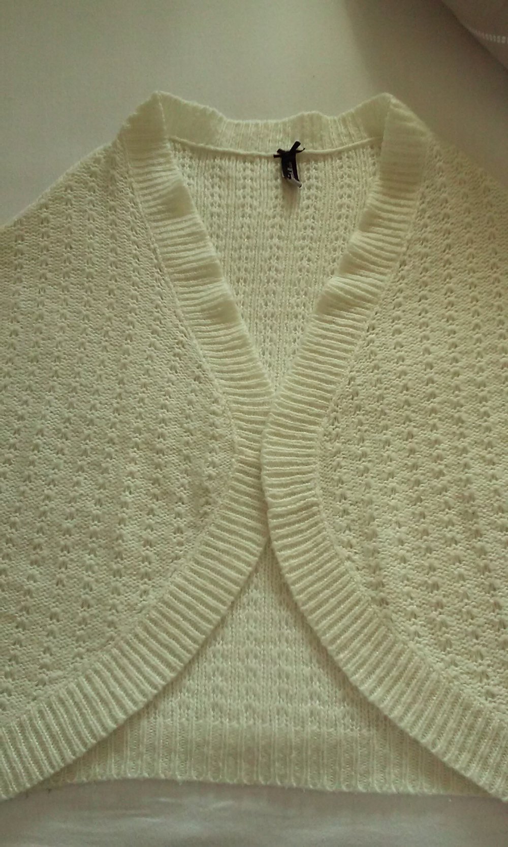 Offene Strickjacke Cardigan 3/4-Arm wollweiß