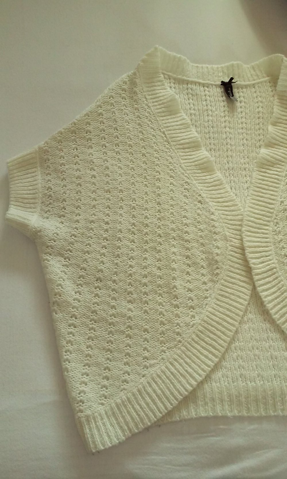 Offene Strickjacke Cardigan 3/4-Arm wollweiß