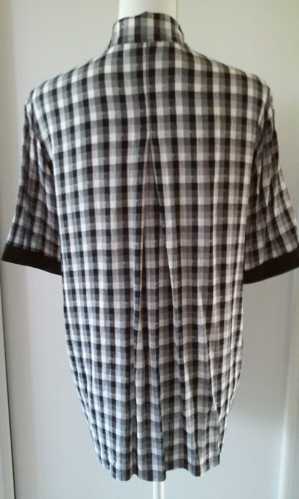 Bluse Western -Cowboy -Stil hochwertig,kurzärmlig schwarz/weiß kariert Landhausstil (Oktoberfest)