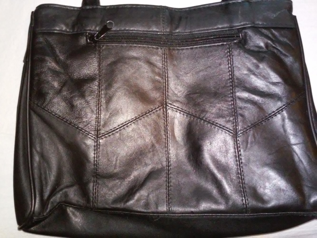 Leder Handtasche Schultertasche Shopper viele Fächer