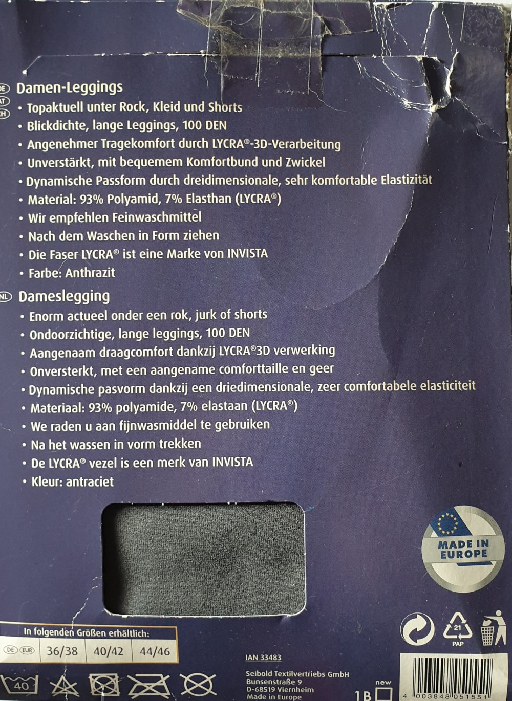 Graue Leggins, 100 den, blickdicht