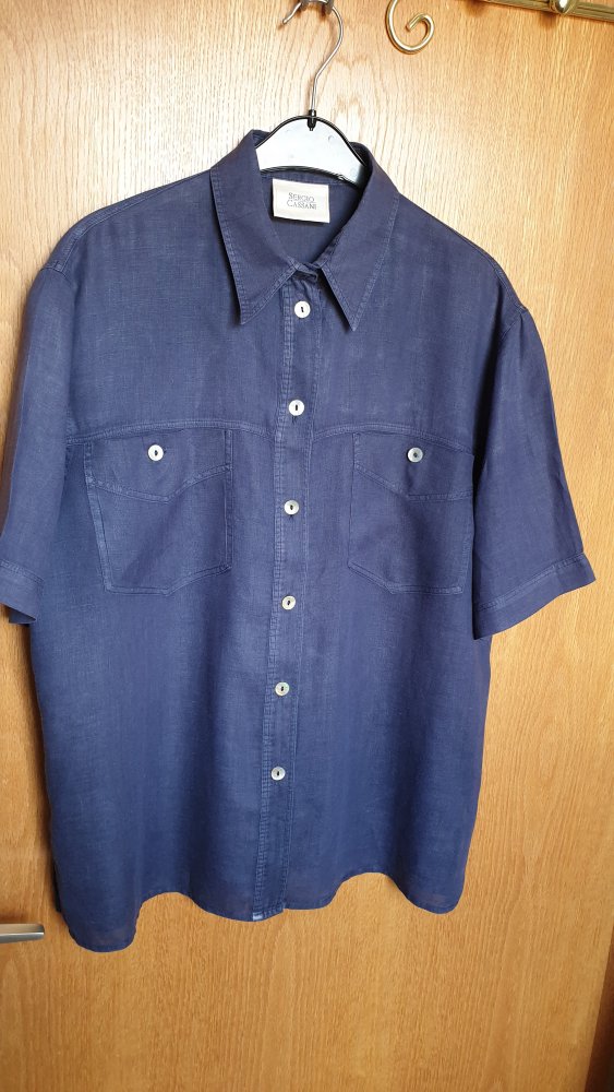 Leinenbluse, marineblau