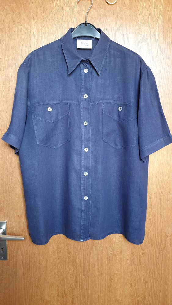 Leinenbluse, marineblau