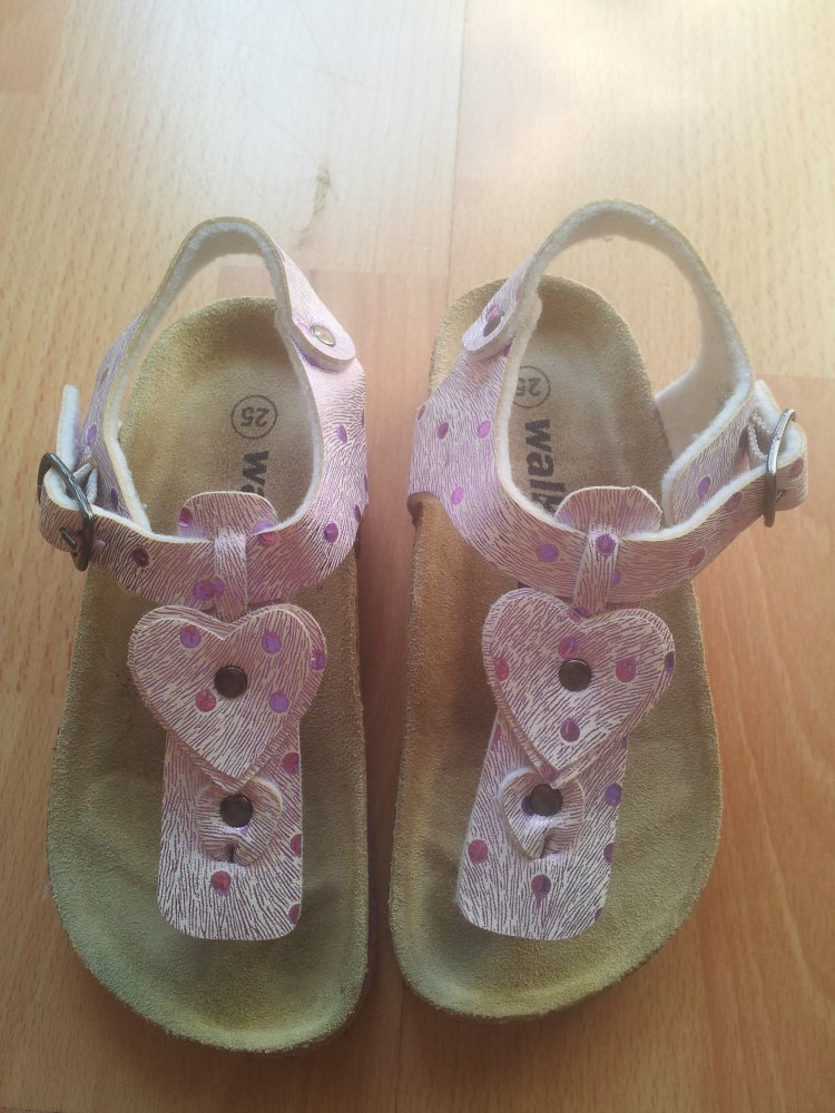  Kinder Sandalen Zehen weiß lila Gr. 25 festes Fußbett