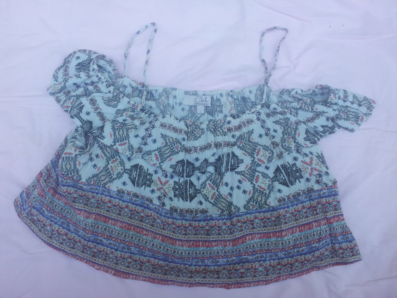 Cropped Top Carmen C&A Gr. L Viskose bunt Stretch Gr. L