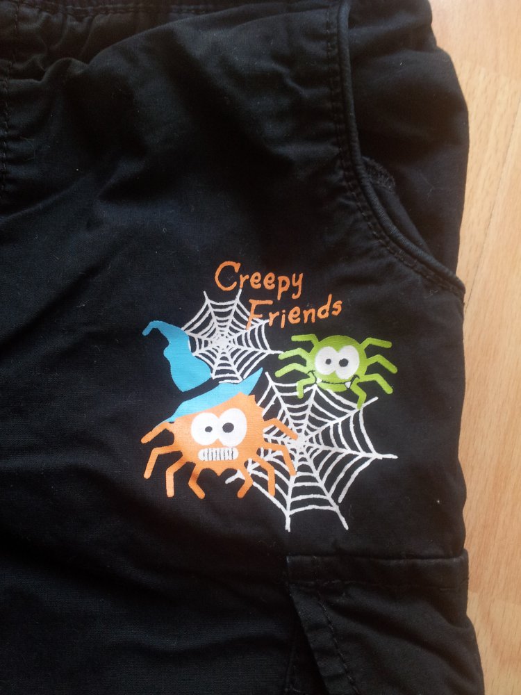 Hose schwarz Spinne Kordelzug Gr. 98 NEU