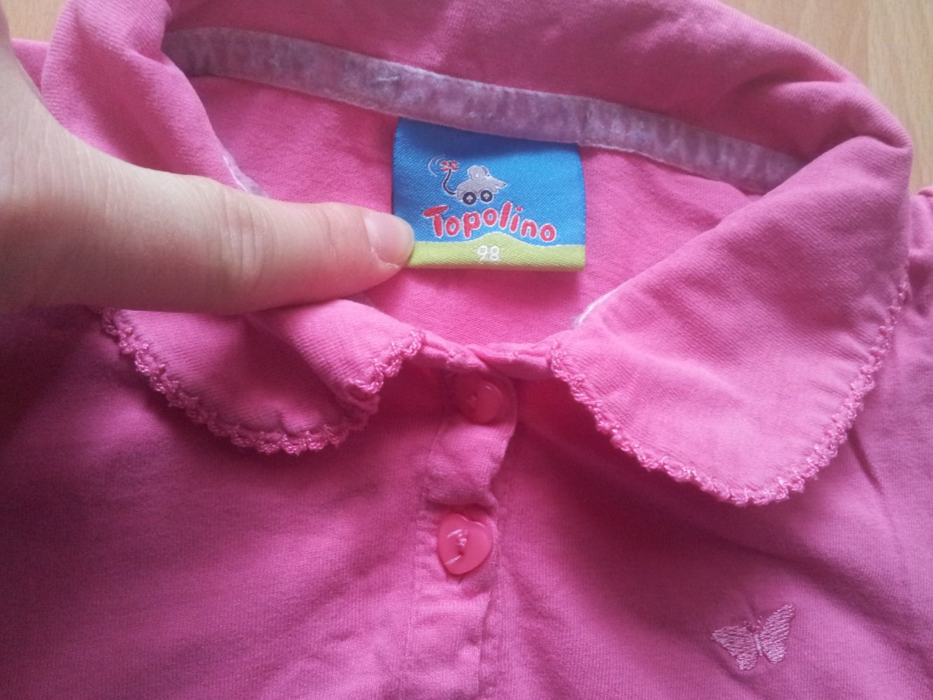 Poloshirt pink  rosa Schmetterling Gr. 98 