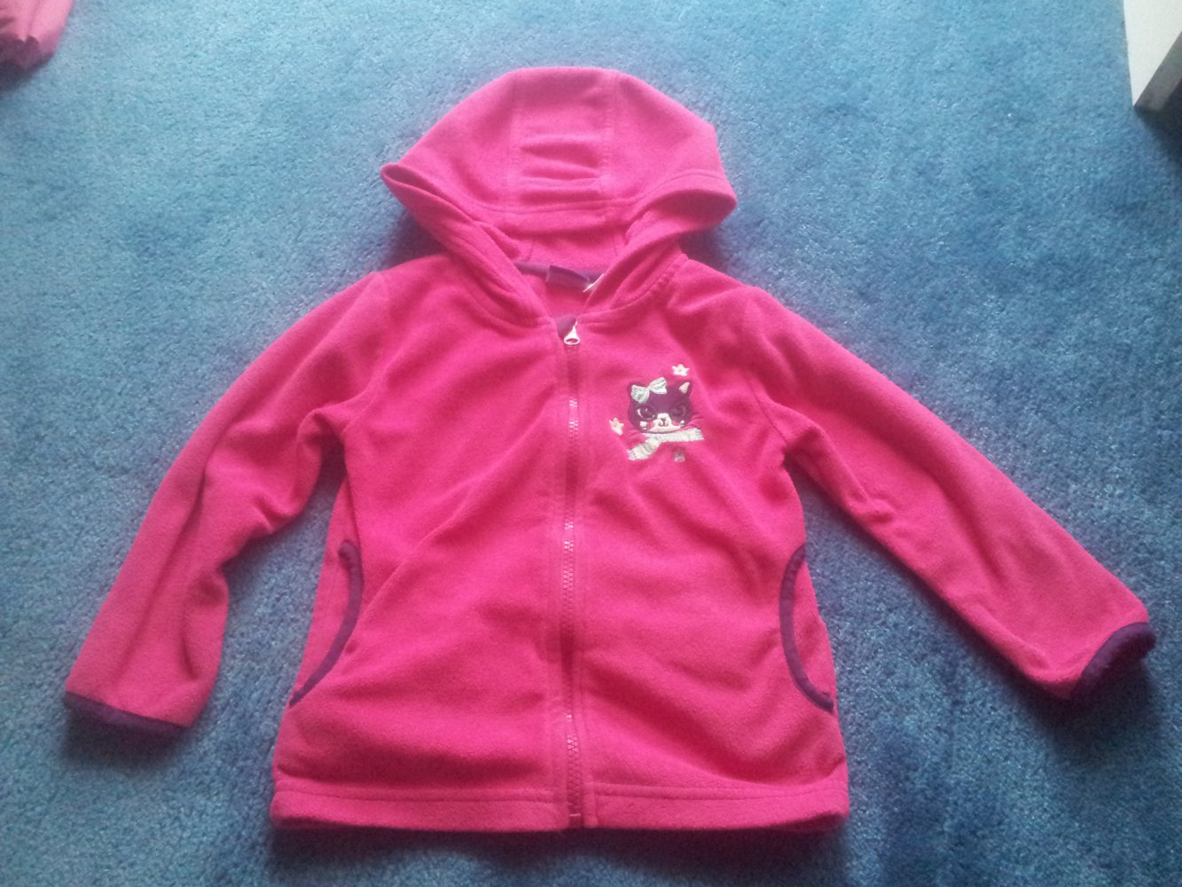 Kaputzenjacke Fleecejacke pink rosa lila Katze Gr. 98/104