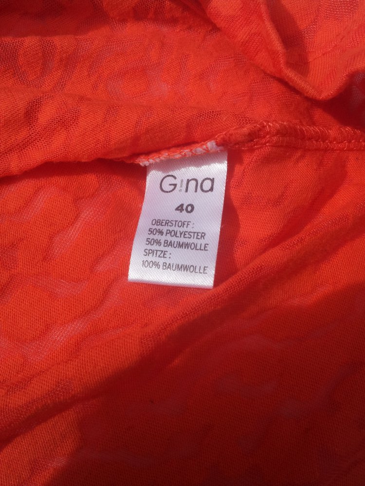 Shirt Spitze orange koralle Gr. 40 durchsichtig 