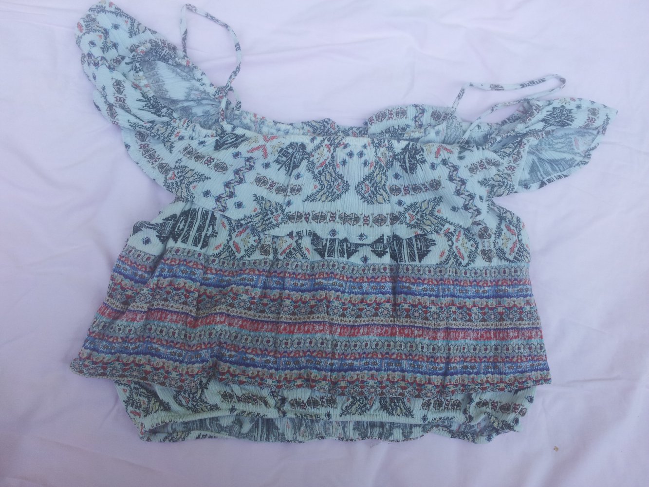 Cropped Top Carmen C&A Gr. L Viskose bunt Stretch Gr. L