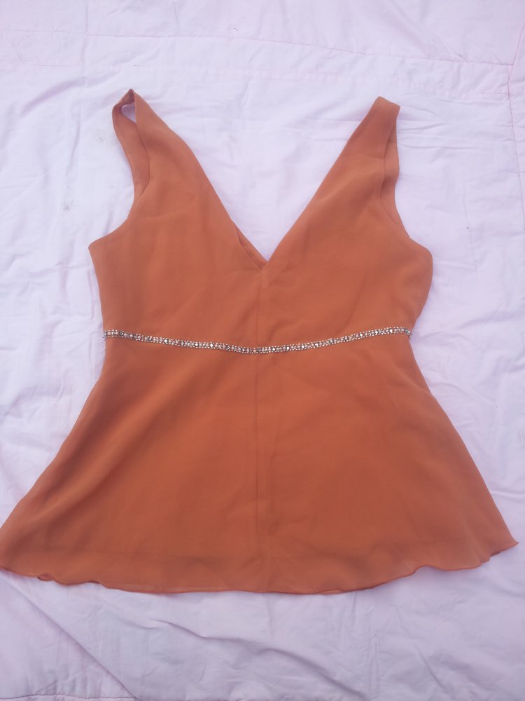 Top teracotta H&M Gr. 36 Strass Perlen