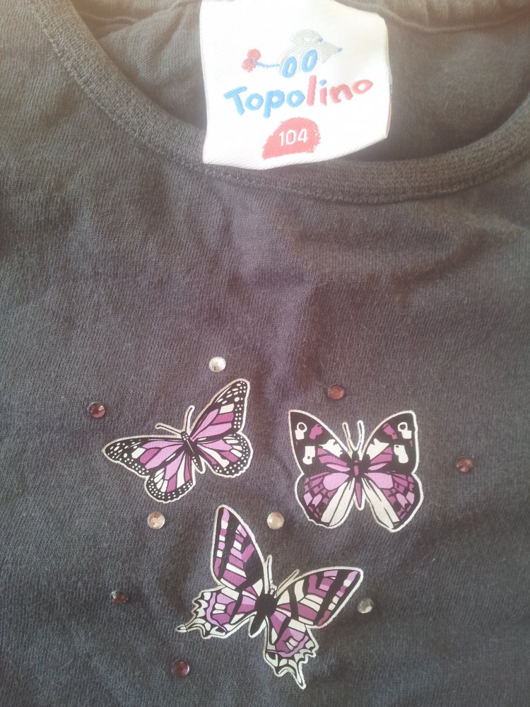 Shirt anthrazid Schmetterlinge Strass Cut-Outs Gr. 104
