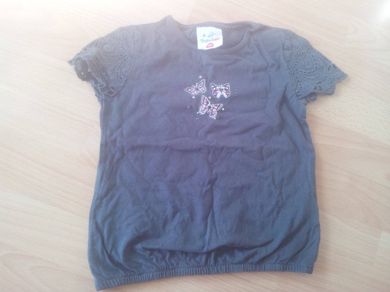 Shirt anthrazid Schmetterlinge Strass Cut-Outs Gr. 104