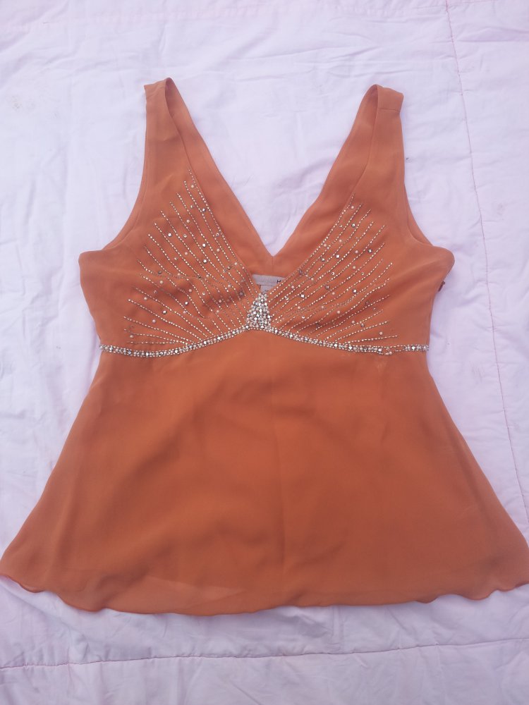 Top teracotta H&M Gr. 36 Strass Perlen