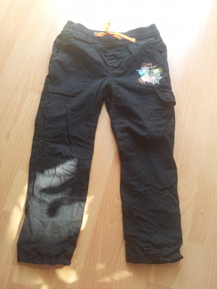 Hose schwarz Spinne Kordelzug Gr. 98 NEU