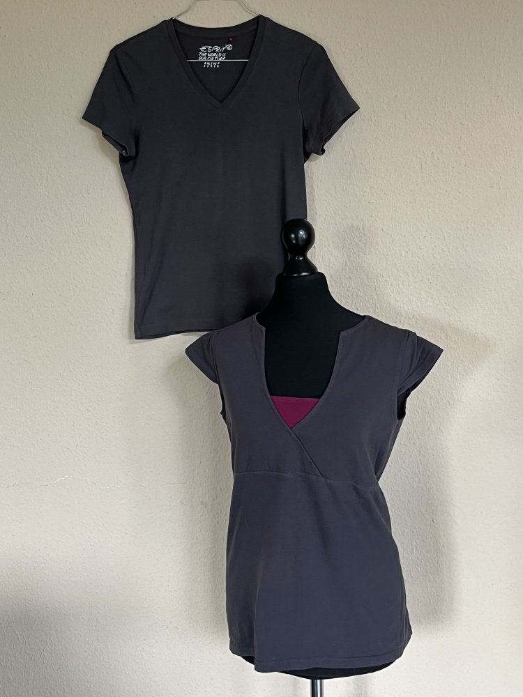 2 T-Shirts Gr.S/M anthrazit grau von TCM und Esprit