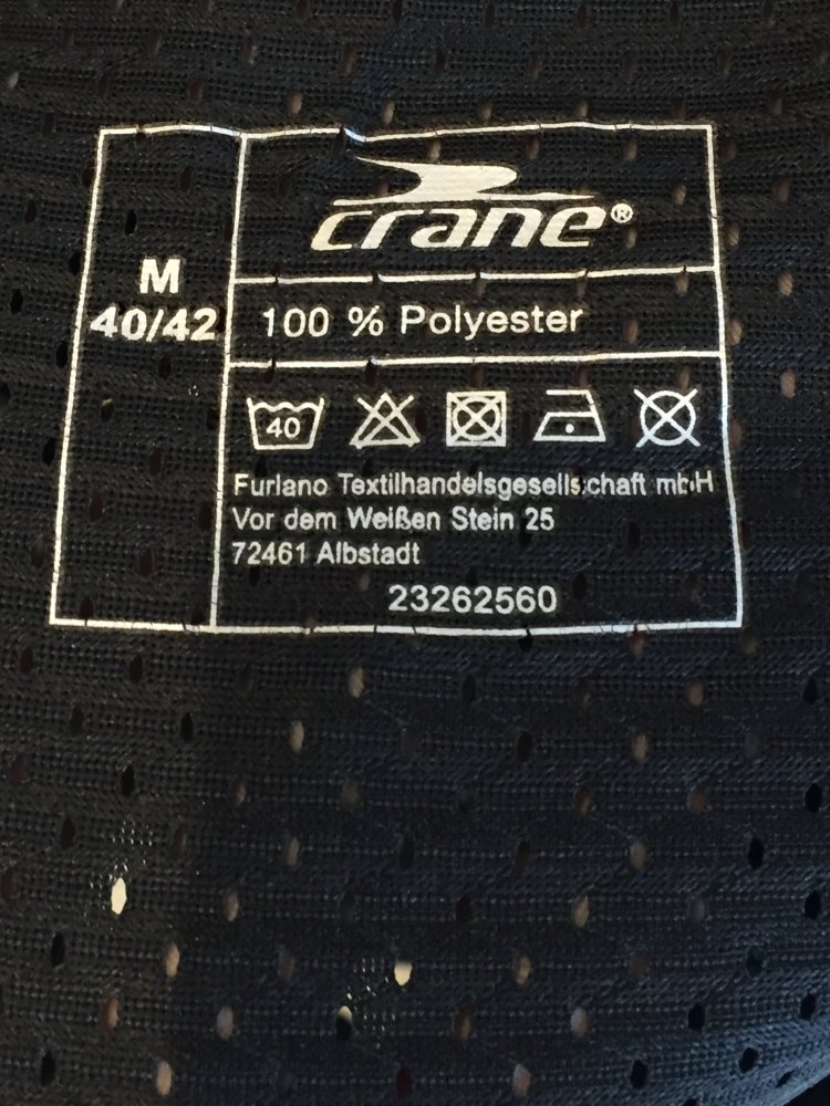 Crane atmungaaktives Sport Shirt Gr.M/L schwarz weiß