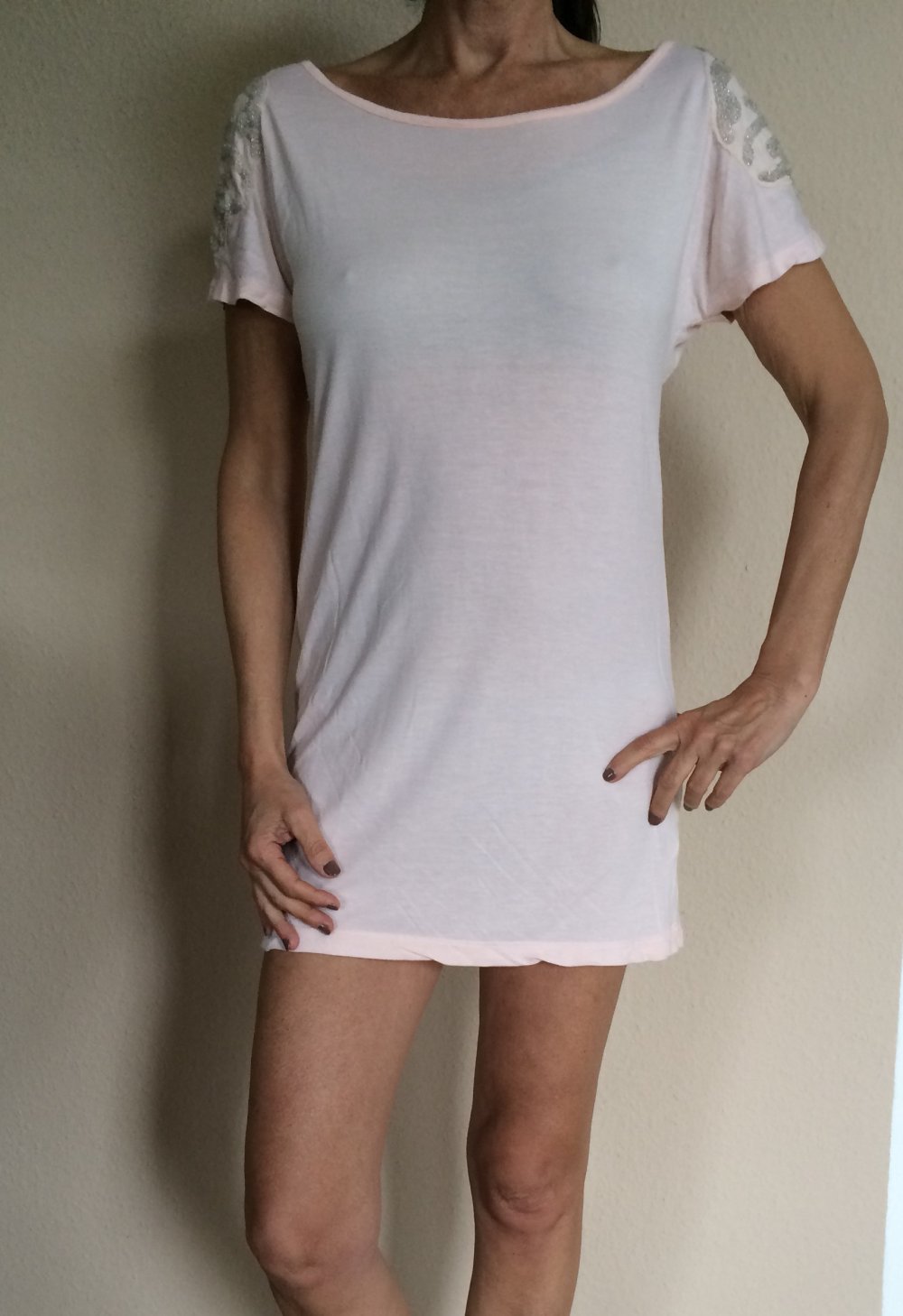H&M Sommer Kleid Gr. S Farbe Rose Pastell mit Perlenstickereien