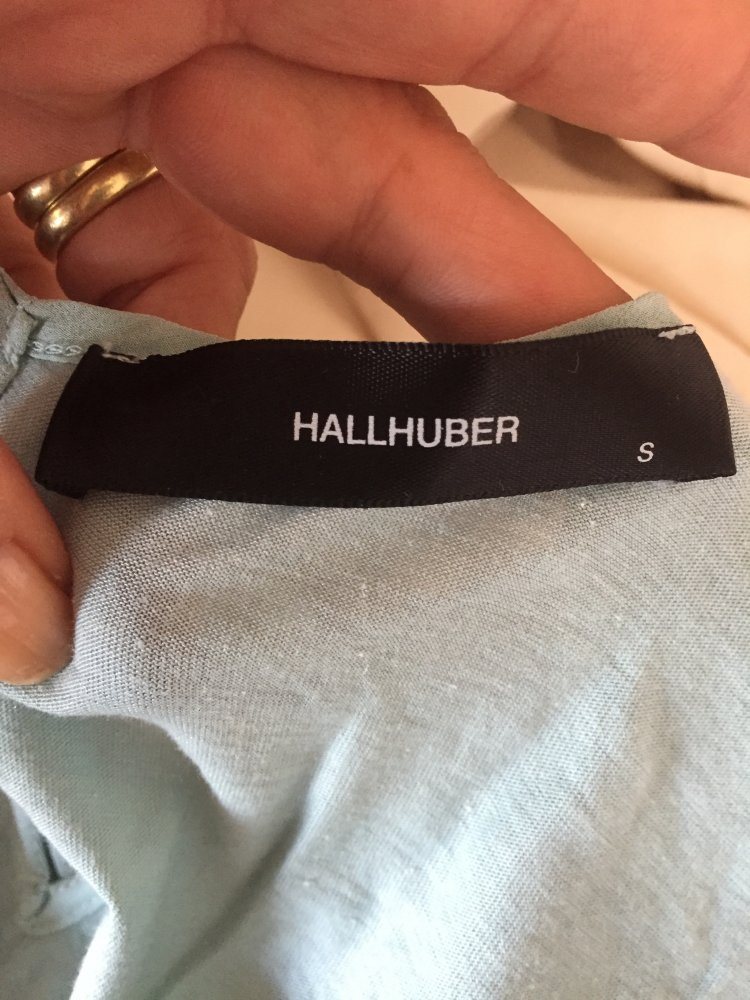 Hallhuber Shirt Top Gr.S mit Rüschen Einsatz aus Seide Mintgrün