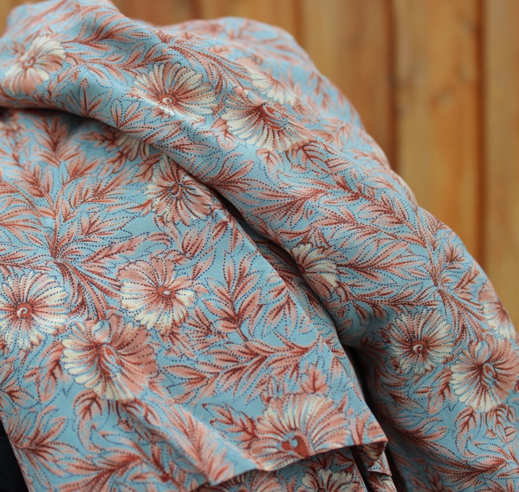 grauer Vintage Rock mit Blumenmuster, Unikat, ca. Größe 42