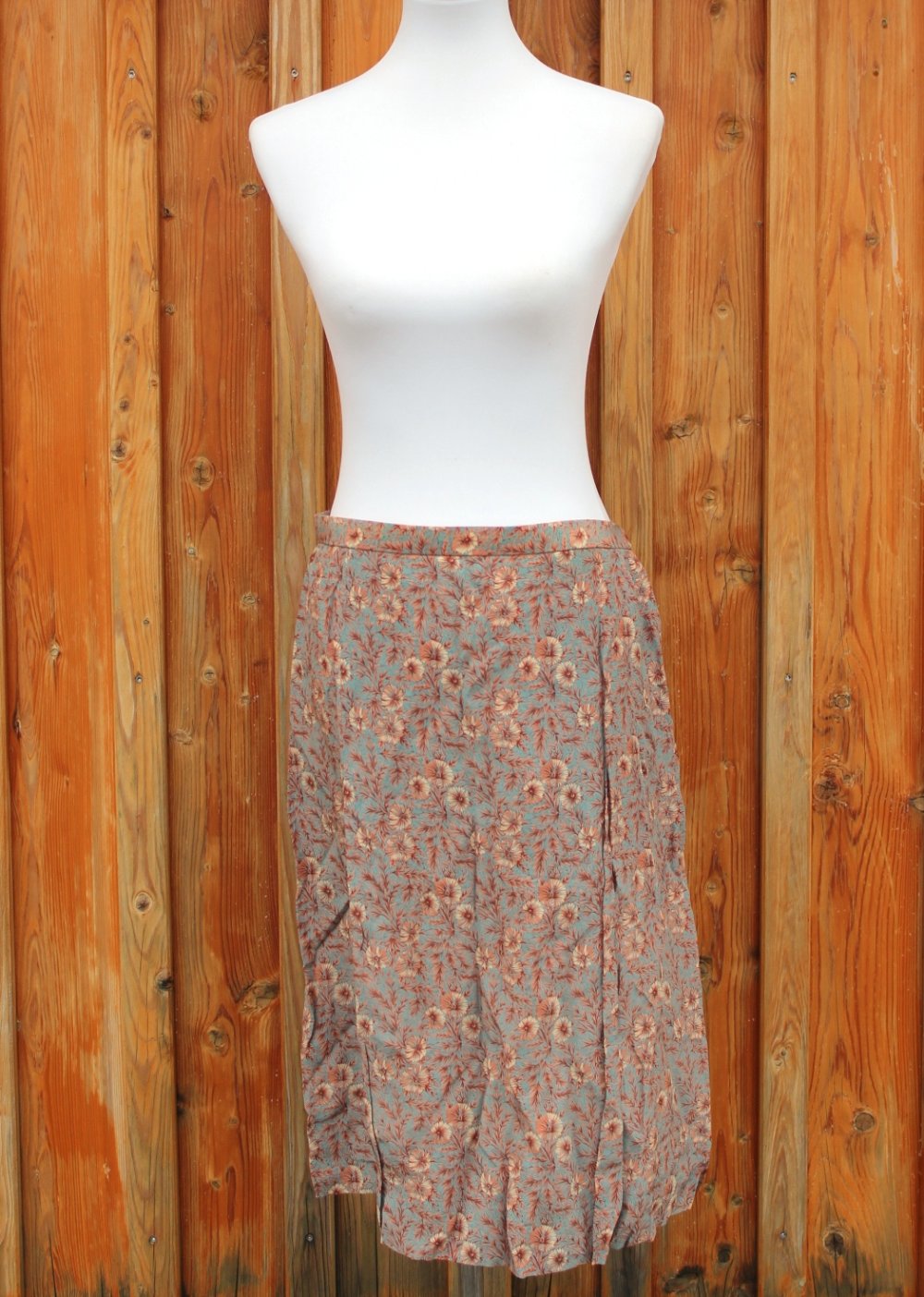 grauer Vintage Rock mit Blumenmuster, Unikat, ca. Größe 42