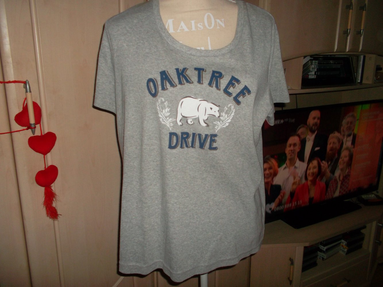 t-shirt,grau mit druck,grösse 44/46