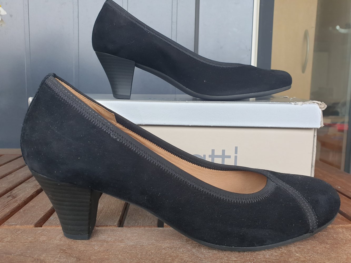 Gabor: Schwarze Pumps, Wildleder, Größe 6, Komfortschuh, Bequemschuh