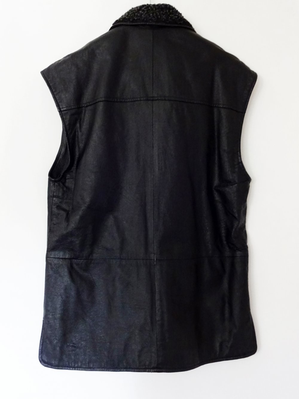 Schwarze Vintage Lederweste mit Teddyfell 90er Biker Bikerweste Gr. M Gr. 40 Gr. 42 Gr. 40/42