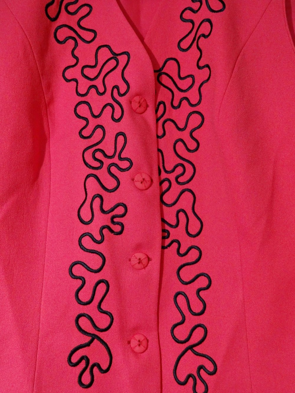 Pinke Vintage Weste mit schwarzen Ziernähten Gr. 40 Gr. M