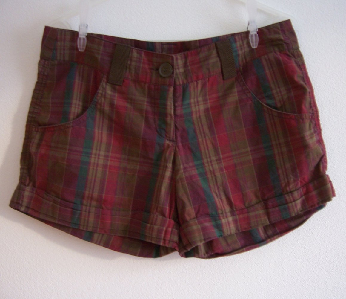 AMISU Shorts Gr 38 S/M kariert Karo braun lila türkis Hotpants kurze Hose Sommer