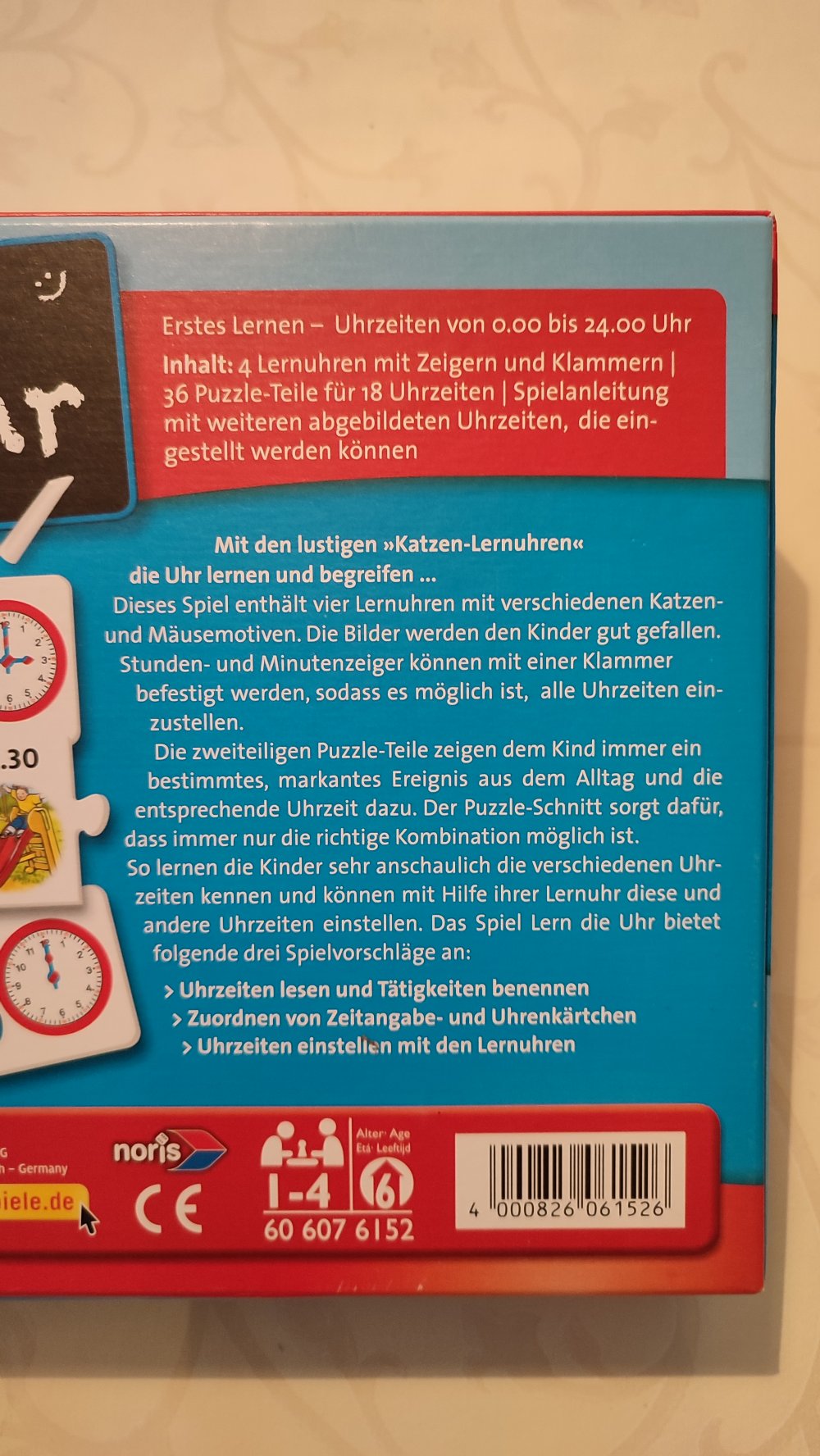 Spiel von Noris: Lern die Uhr