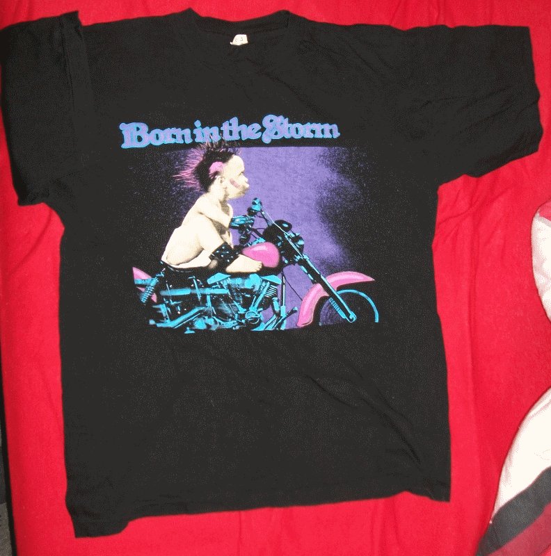 Motiv T-Shirt Gr. L (Born in the Storm) Baby auf Harley