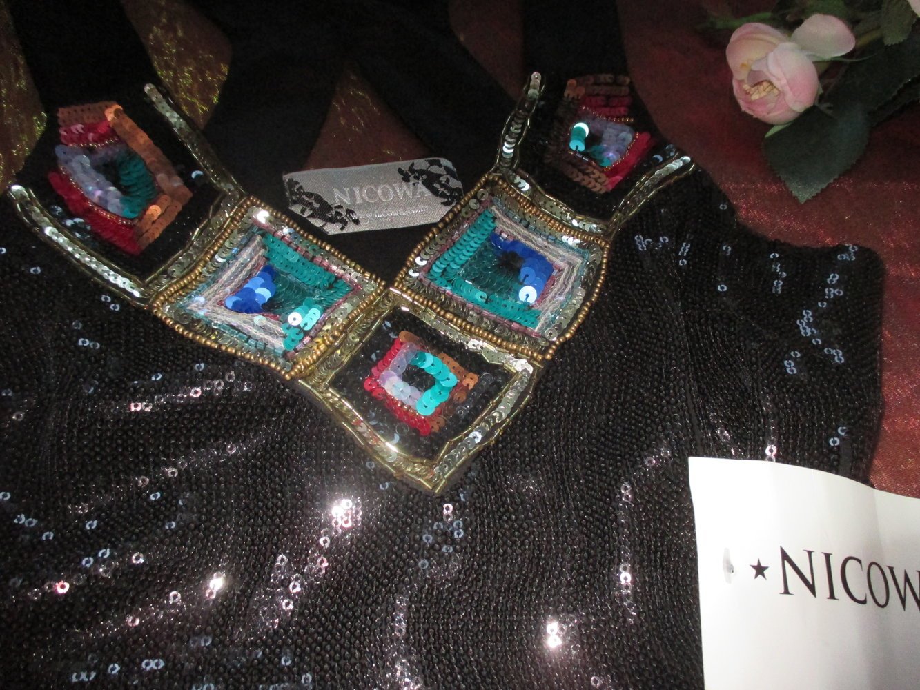  NEU mit ETIKETT * Abend * Ausgeh * Cocktail * Tanz * Pailletten im Inka Look * Etui- Kleid 