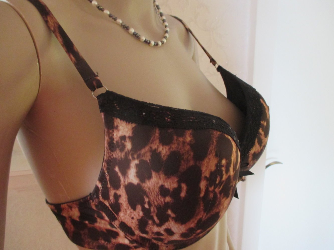 NEUw * Edel * DESIGNER * Lace- Spitze * Leoparden * Animal * Push up * Bra * Bügel * BH Gr. 75B * 36- 38/ S * braun * beige * schwarz *