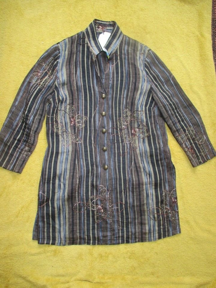 NEU mit ETIKETT * Edel * Lurex * Glitzer * Blumen * Blüten * Flower- Power * Stickerei * Streifen * Bluse *Jacke 