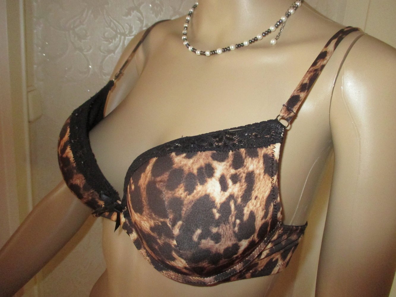 NEUw * Edel * DESIGNER * Lace- Spitze * Leoparden * Animal * Push up * Bra * Bügel * BH Gr. 75B * 36- 38/ S * braun * beige * schwarz *