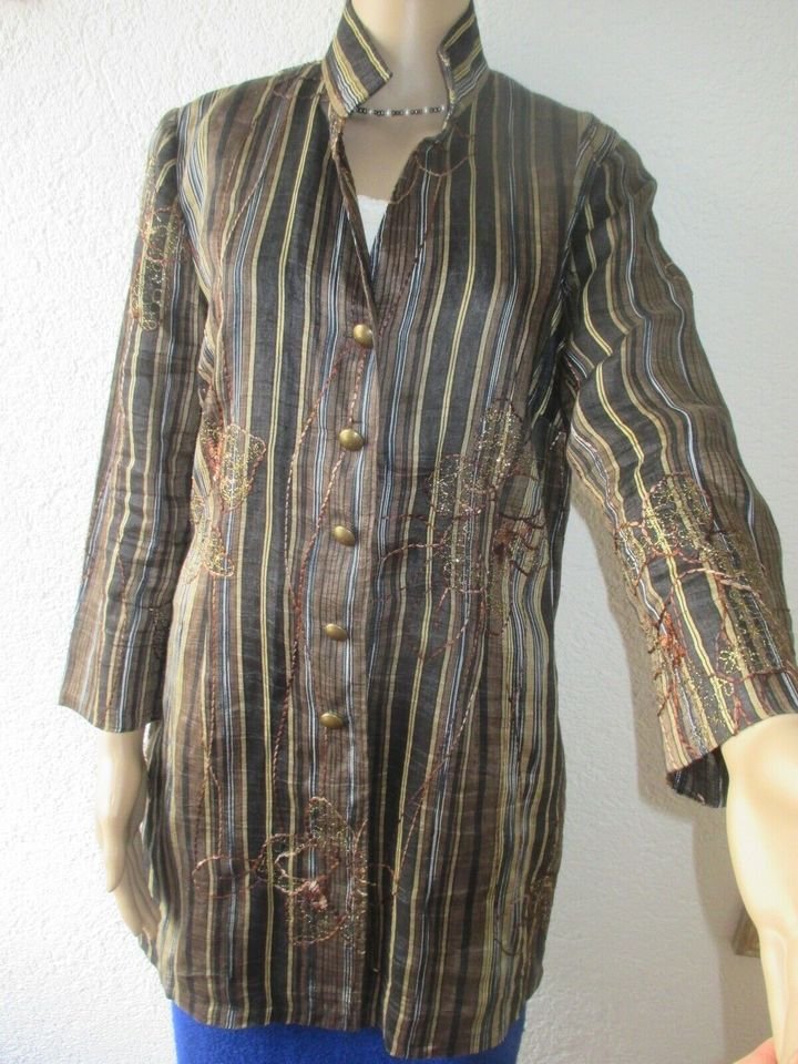 NEU mit ETIKETT * Edel * Lurex * Glitzer * Blumen * Blüten * Flower- Power * Stickerei * Streifen * Bluse *Jacke 