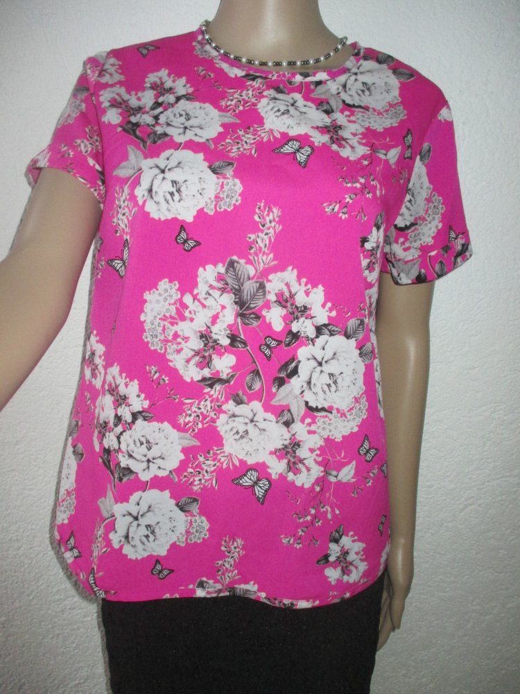 NEU * Blumen * Blüten * Romantik * Flower * Butterfly * Schmetterlinge * Seiden- Satin * Reinschlupf  * Tunika * Bluse 