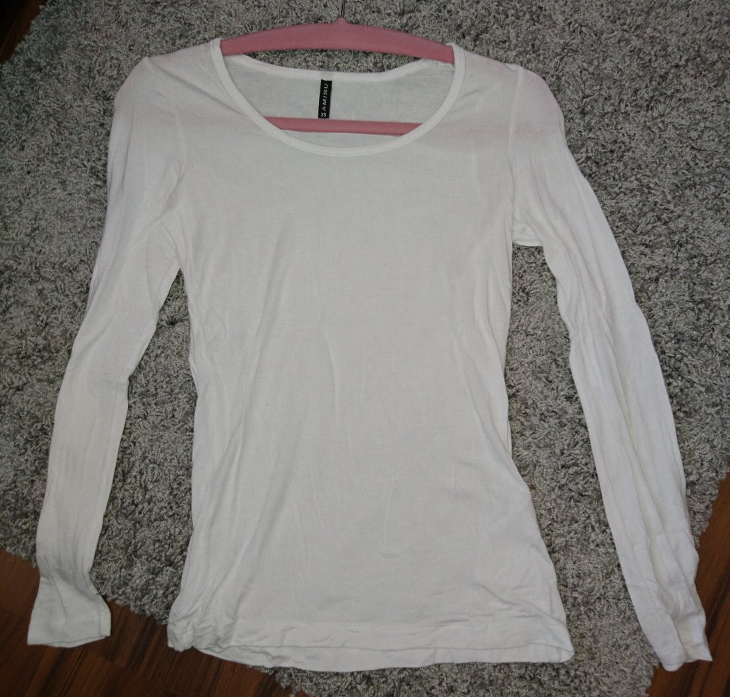 Dünnes weißes Langarm-Shirt in XS