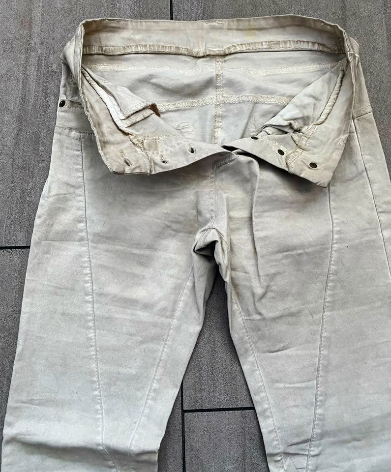 Damen Hose Stretch-Jeans Gr.S Beige in verwaschener Optik 