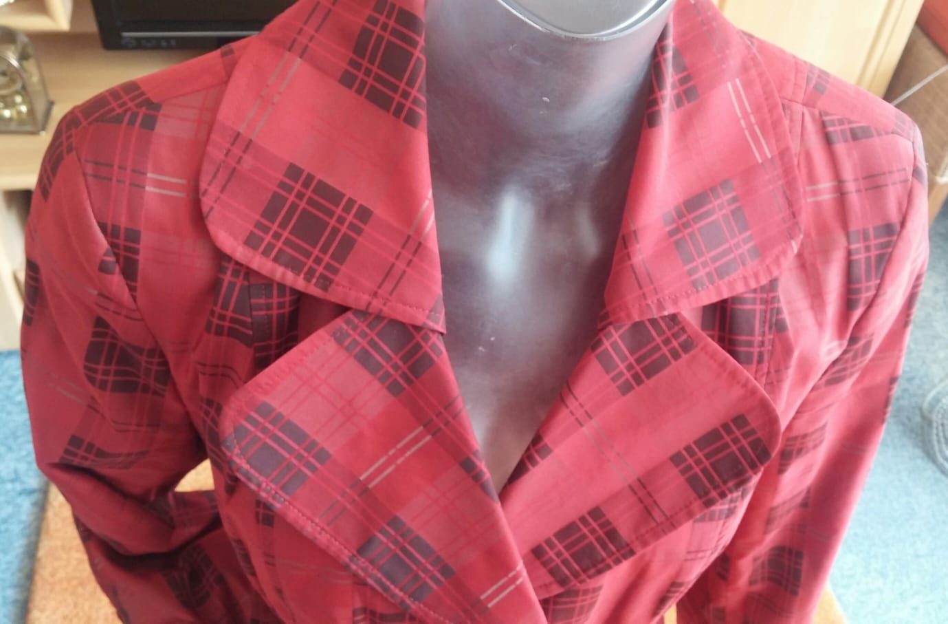 Damen Blazer Gr.38 Rot kariert von Airfield Exklusiv & Elegant