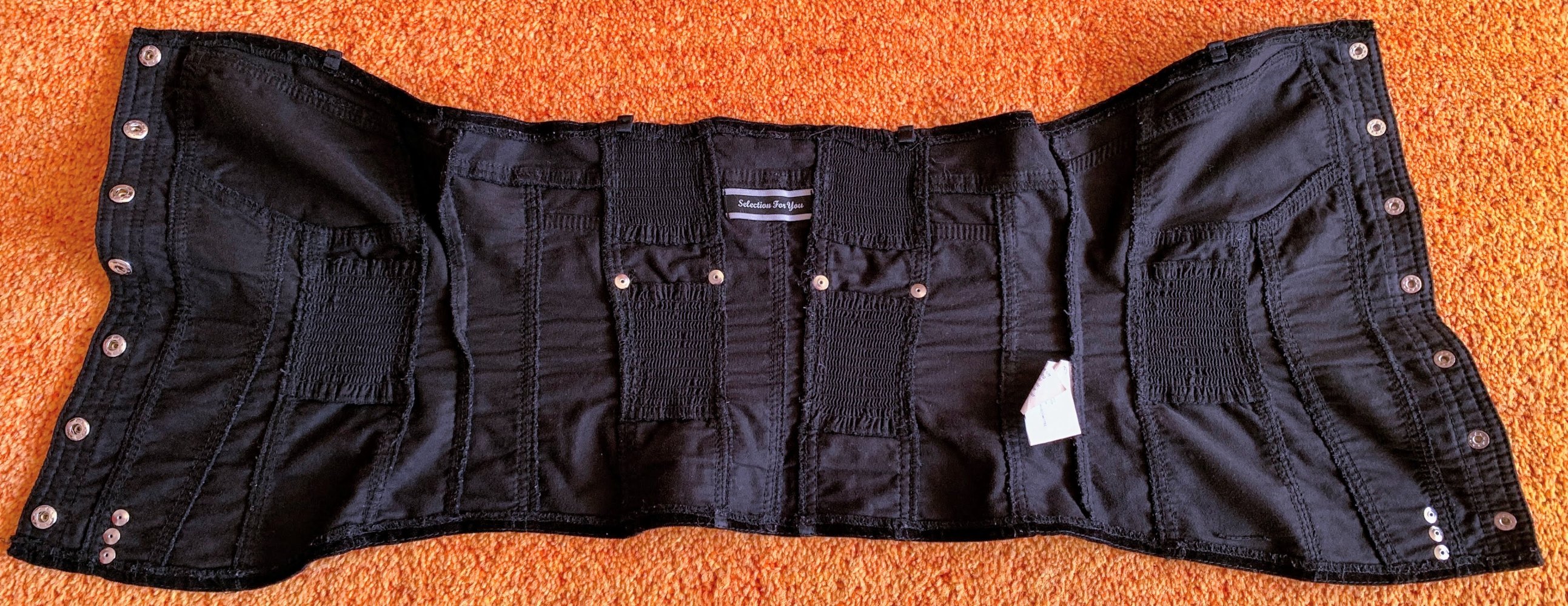 Damen Korsage Glitzerknöpfe & Satinband Gr.S in Schwarz von Selection For You 