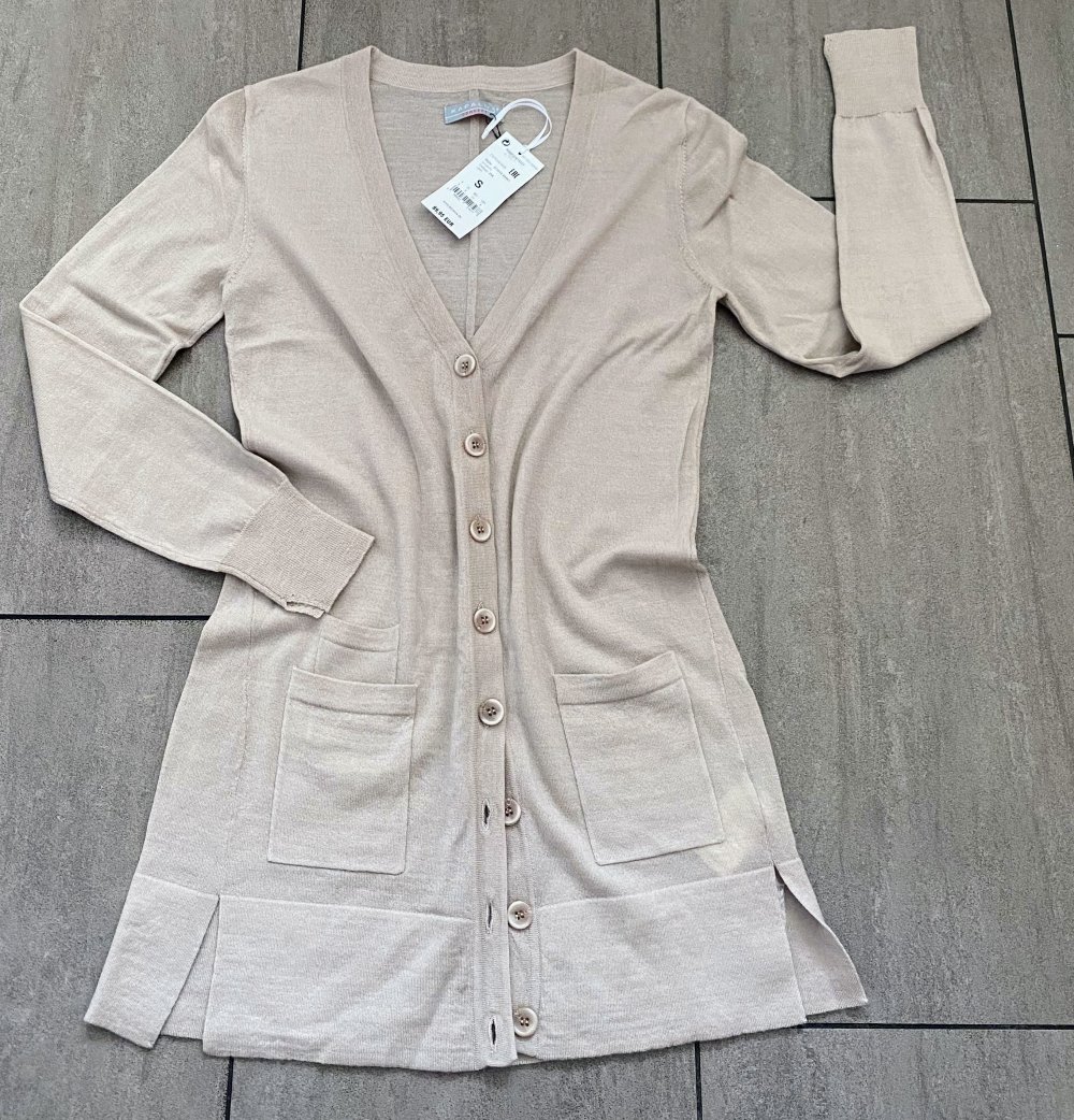 NEU Damen Jacke Strick aus 100% Wolle Gr.S Beige Kapalua P.89,95€ 