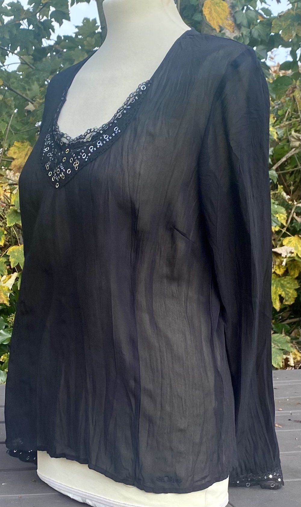 Damen Bluse mit Glitzer/Spitze Gr.38 in Schwarz von s.Oliver 