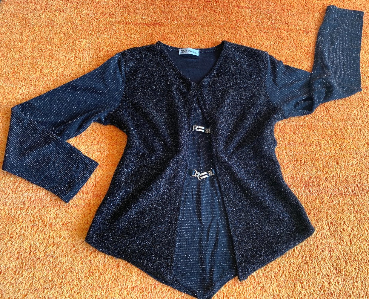 Damen Pullover Shirt Stretch Lagenlook Gr.S Schwarz Boutiqueware 