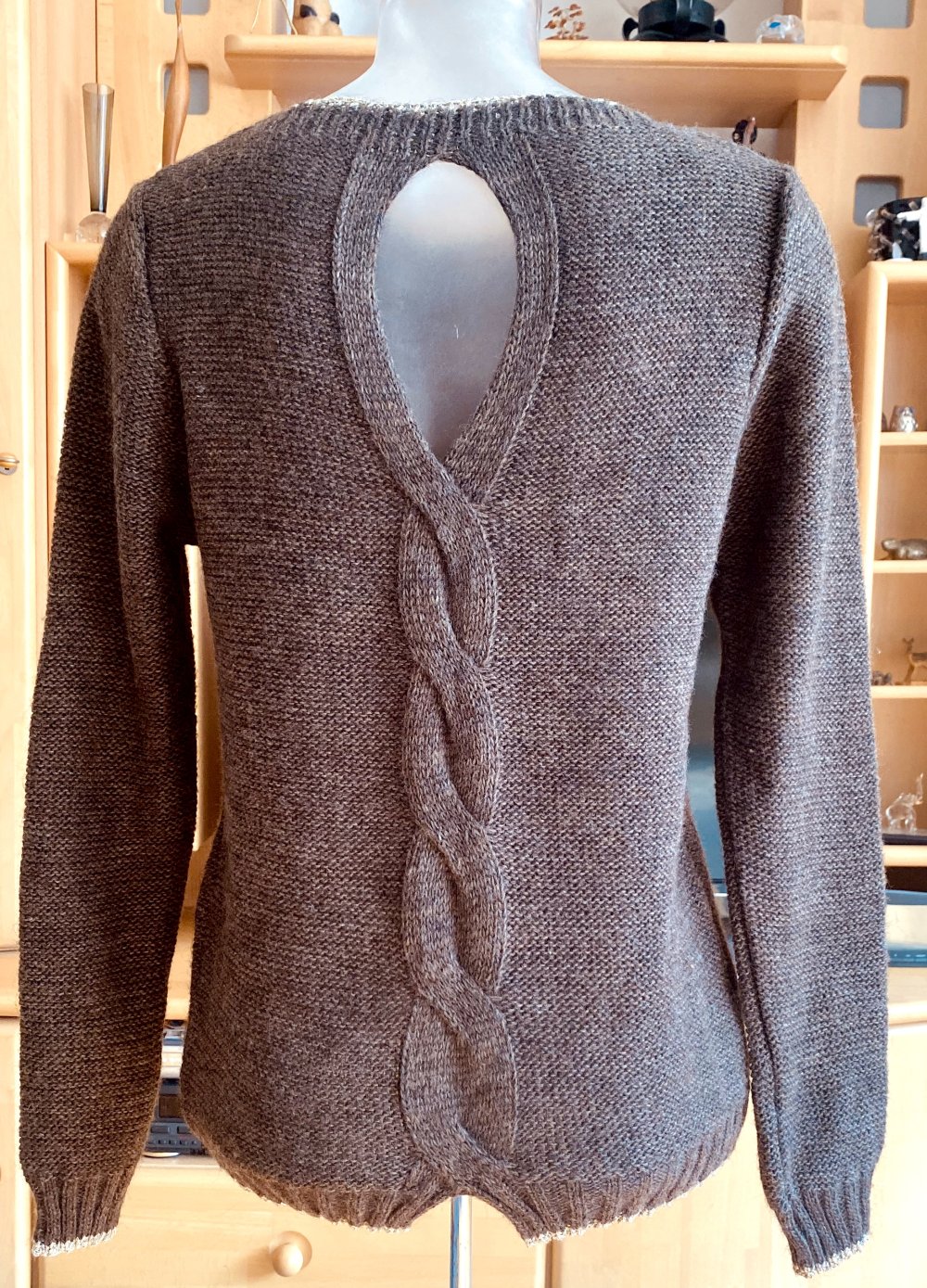 NEU Damen Pullover Wolle Strick Gr.38 Braun/Gold Edler Glitzer-Look