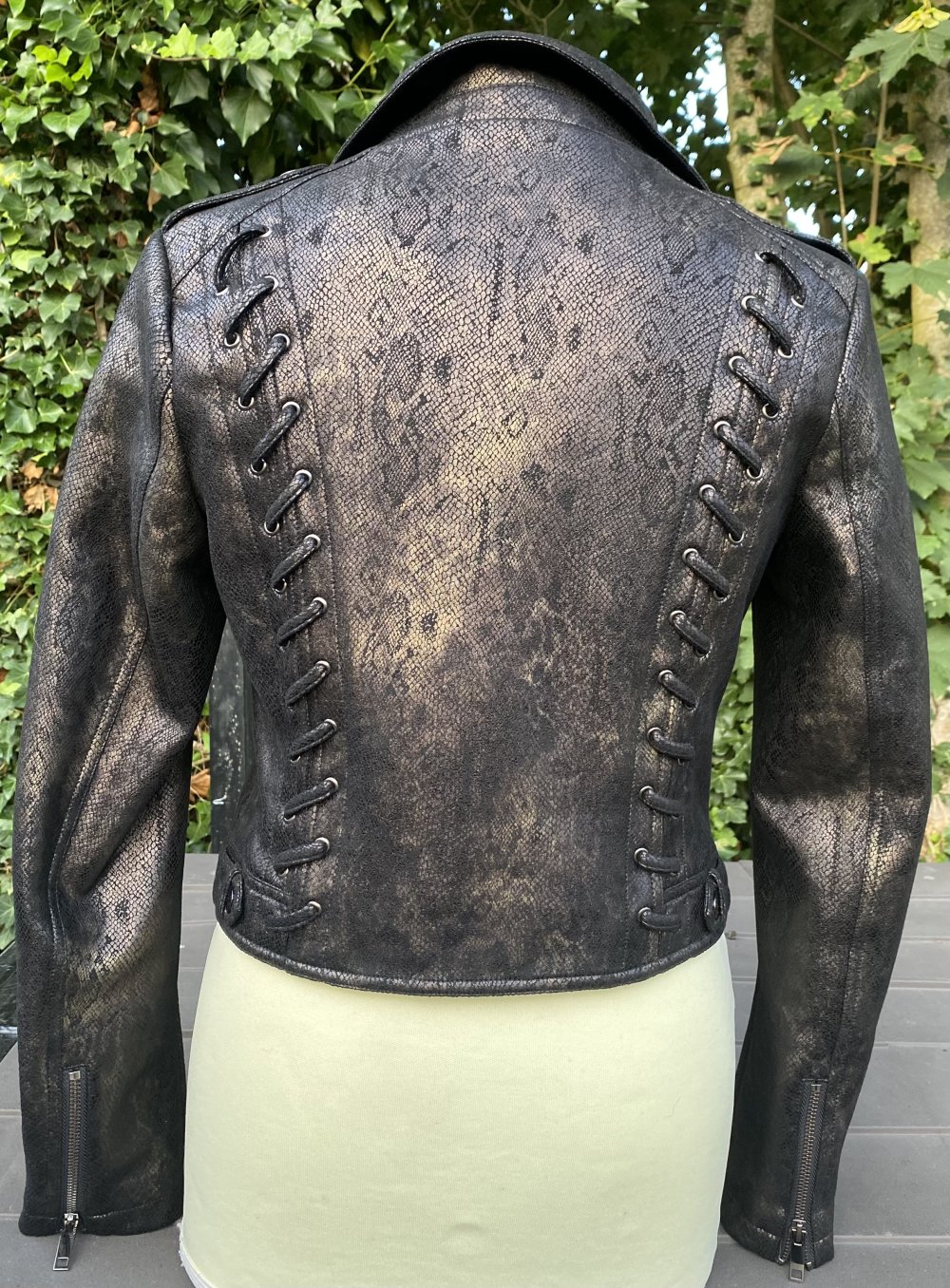 NEU Damen Jacke Bikerjacke im Animalprint Gr.36 Braun/Schwarz Lederimitat 