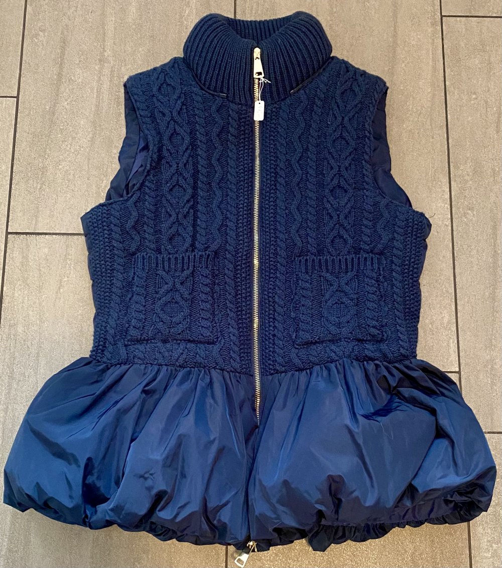 NEU Damen Weste wattiert winddicht Strick Details Gr.S in Blau