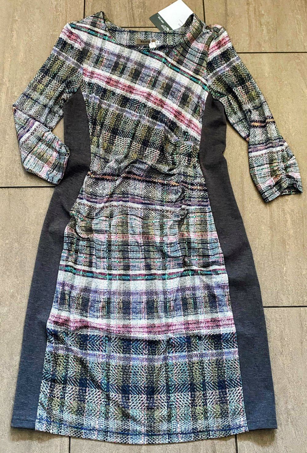 NEU Damen Kleid Stretch Etui Gr.36 in Grau/Bunt von Malvin 